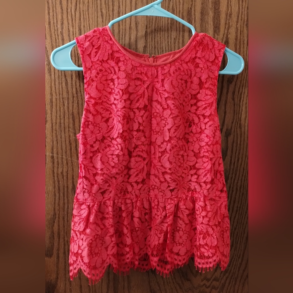 J Crew Women's fancy lace peplum top size 4 petite